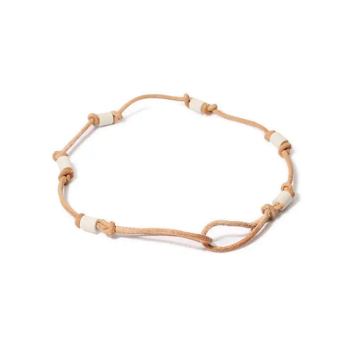 Em-Ceramic Leather Necklace Cognac