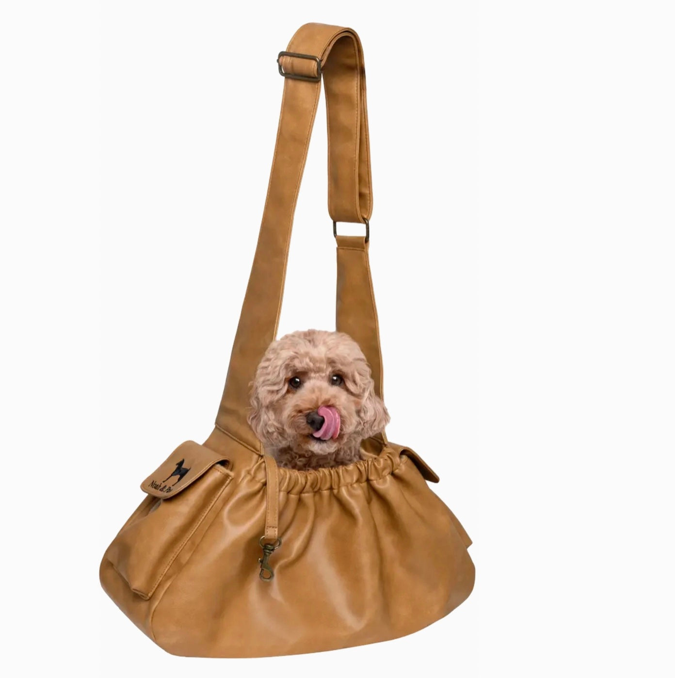 Vegan Leather Pet Sling Carrier, Ruffle Style